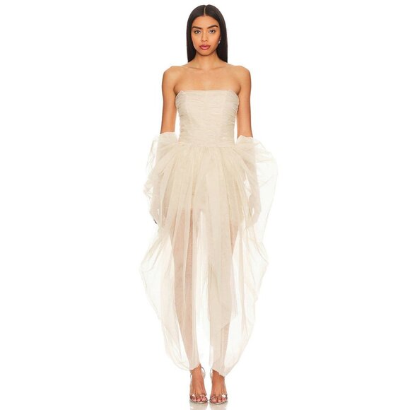 Lamarque Dresses & Skirts - Lamarque Pixie Corset Tulle Sheer Mini Dress Light Beige Womens Size Medium